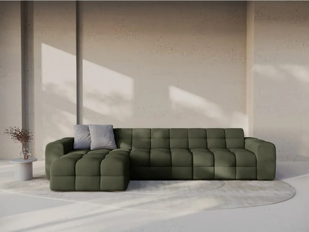 Divano angolare verde (con penisola a sinistra/con chaise lounge) Kendal – Micadoni