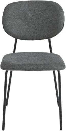 Sedia da pranzo in tessuto Grigio Scuro gambe metallo Nero - ELLIS 2 sedie
