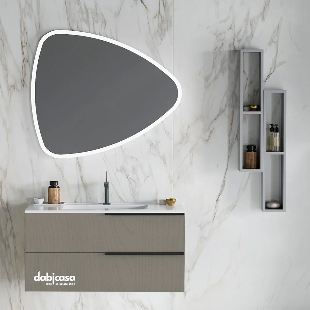 Mobile Bagno Sospeso "New Harmony Urban" Da 100 Cm Composto Da Due Cassetti Finitura Pietra