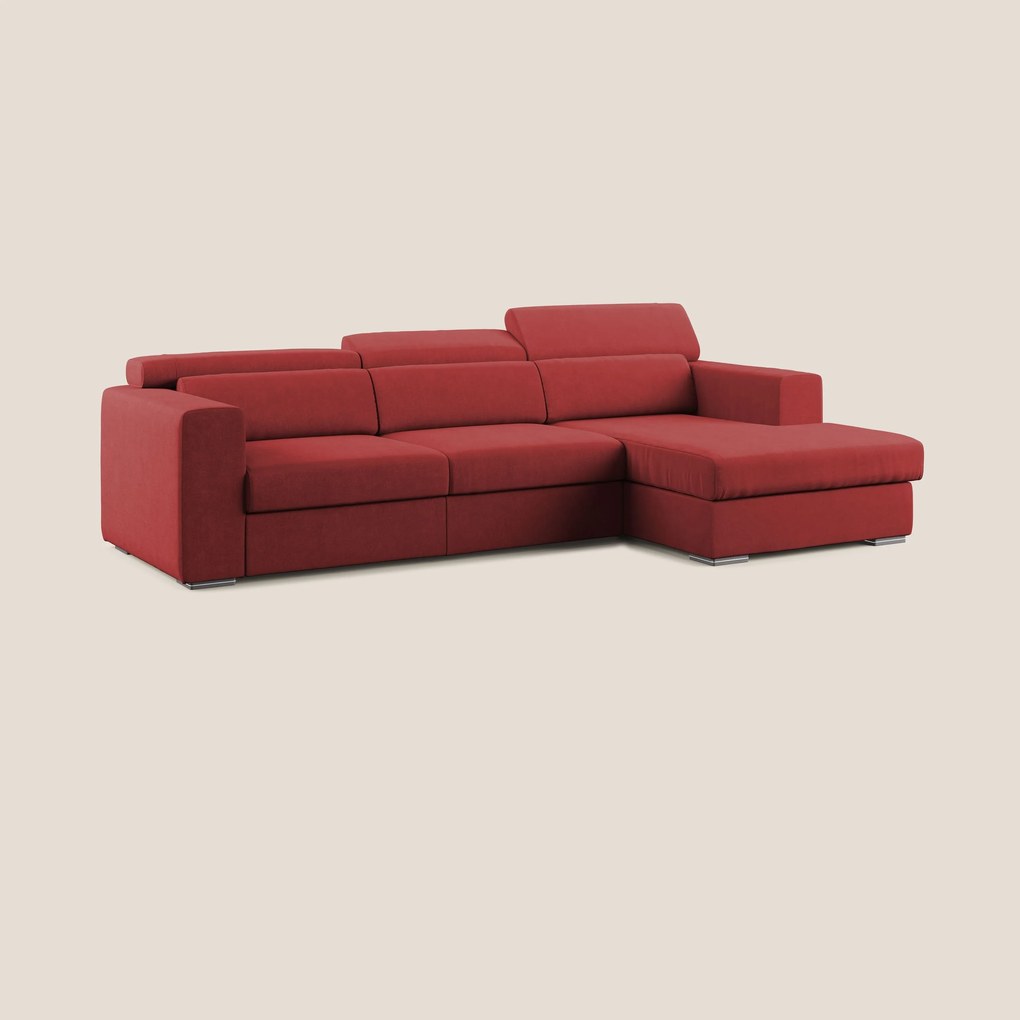 Vegas divano angolare con poggiatesta reclinabili in microfibra impermeabile T11 rosso