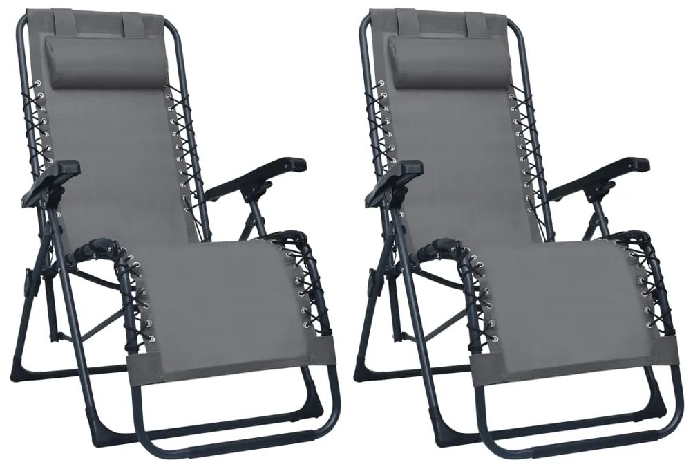 Sdraio Pieghevoli 2 Pz Grigio İn Textilene /