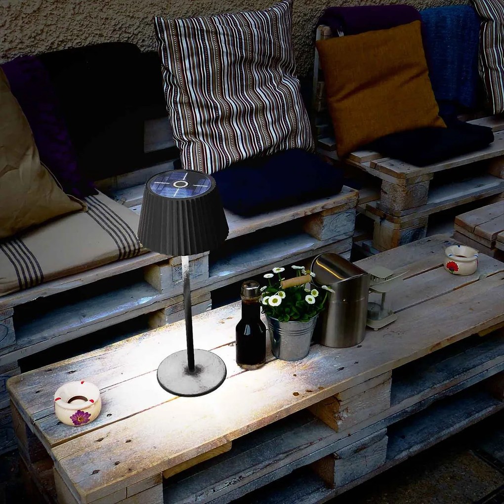 Lampada da Tavolo Solare 2.2W IP54 CCT Dimmerabile - Nera
