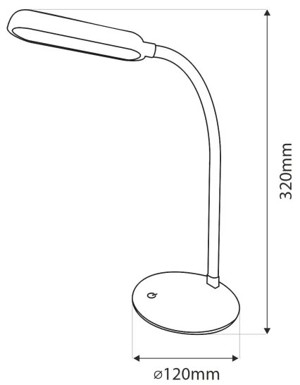 Lampada da tavolo LED dimmerabile touch flessibile 6W 5V USB 1200mAh bianca
