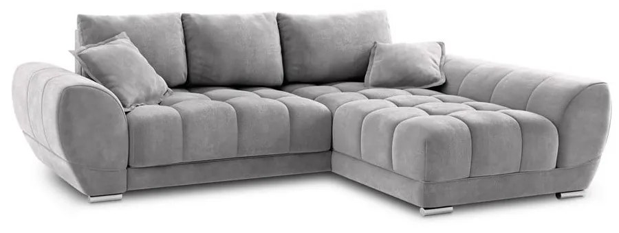 Divano letto angolare grigio chiaro con rivestimento in velluto, angolo destro Nuage - Windsor &amp; Co Sofas