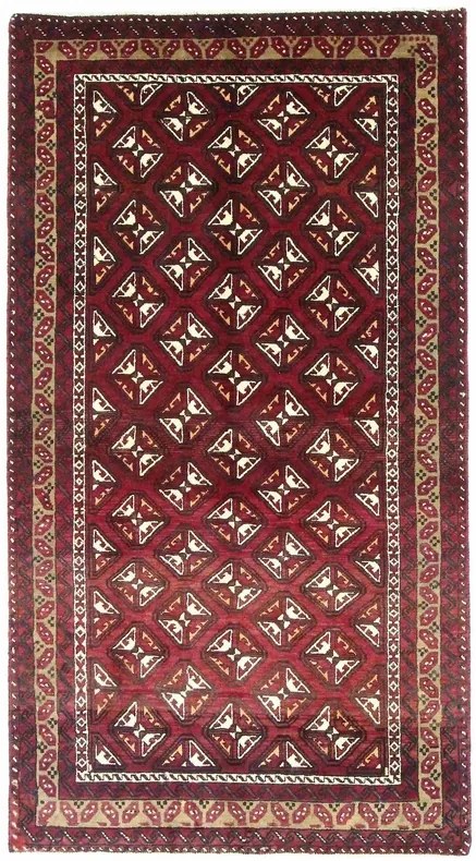 Beluch Tappeto persiano 110 x 200 Rosso (Iran) Annodato A Mano