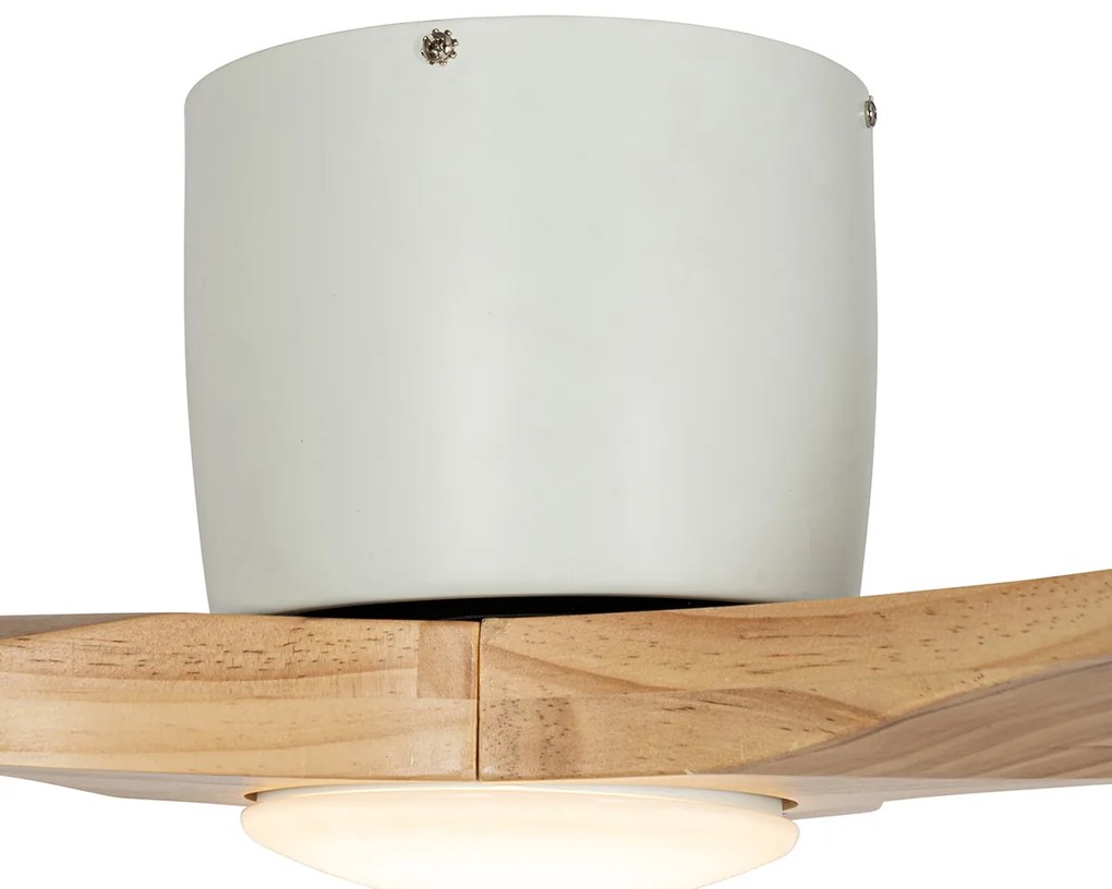Ventilatore da soffitto bianco con legno 131,5 cm con LED dimmerabile con telecomando - Jerri