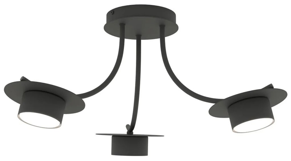 Lampada a soffitto in acciaio ENSO 3 nero da interno 3xGX53