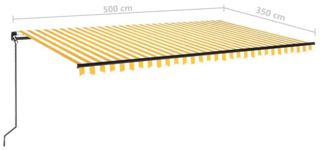 Tenda da Sole Retrattile Manuale LED 350x350 cm Gialla e Bianca