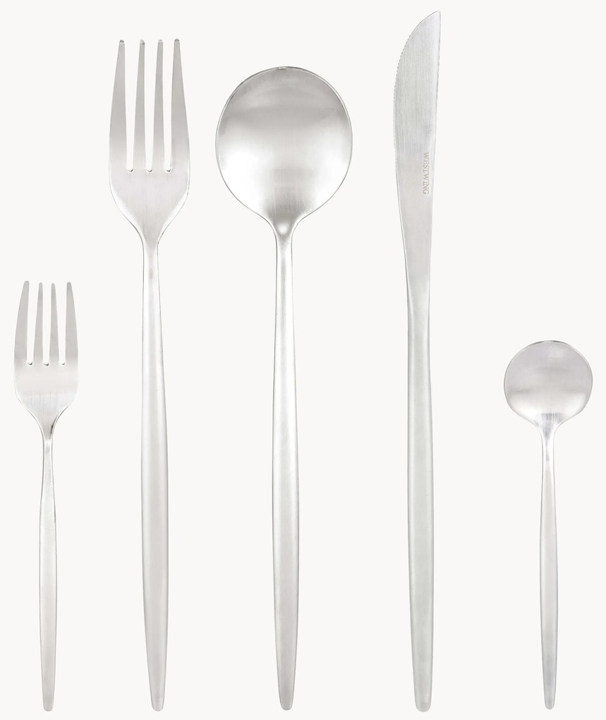 Set di posate con finitura opaca spazzolata in diverse misure di set Shimmer
