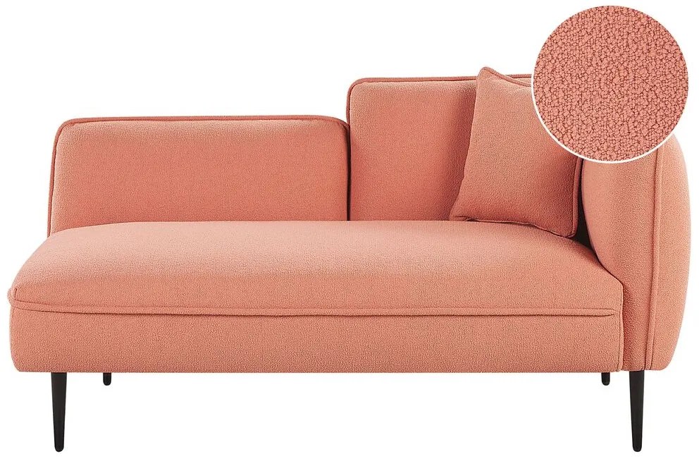 Chaise longue destra bouclé rosa pesca CHEVANNES Beliani