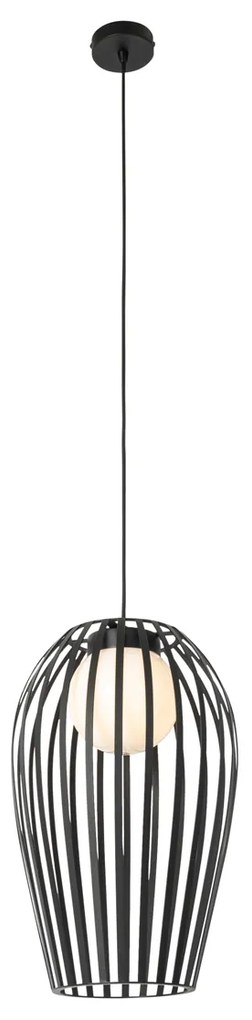 Lampada a sospensione di design nera con opale - Angela