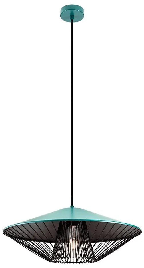Redo 01-3010 - Lampada a sospensione con cavo GRILL 1xE27/42W/230V Ø 49,5 cm nero/turchese