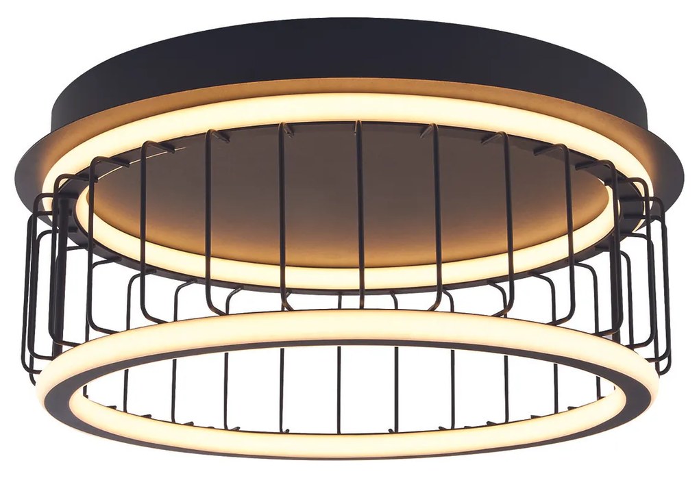 Plafoniera Contemporanea Circolo Alluminio Bianco Silicone Nero Led 40W 3000K