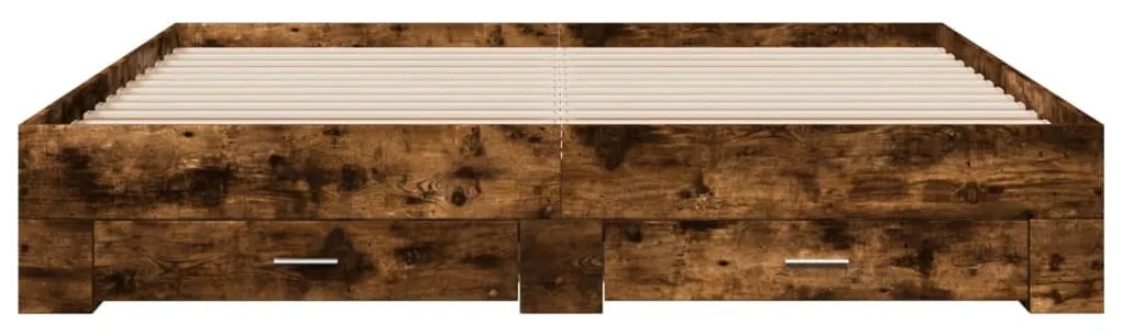 Giroletto con cassetti rovere fumo 200x200 cm legno multistrato