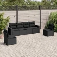 Set Divano da Giardino 6 pz con Cuscini Nero in Polyrattan 3218795