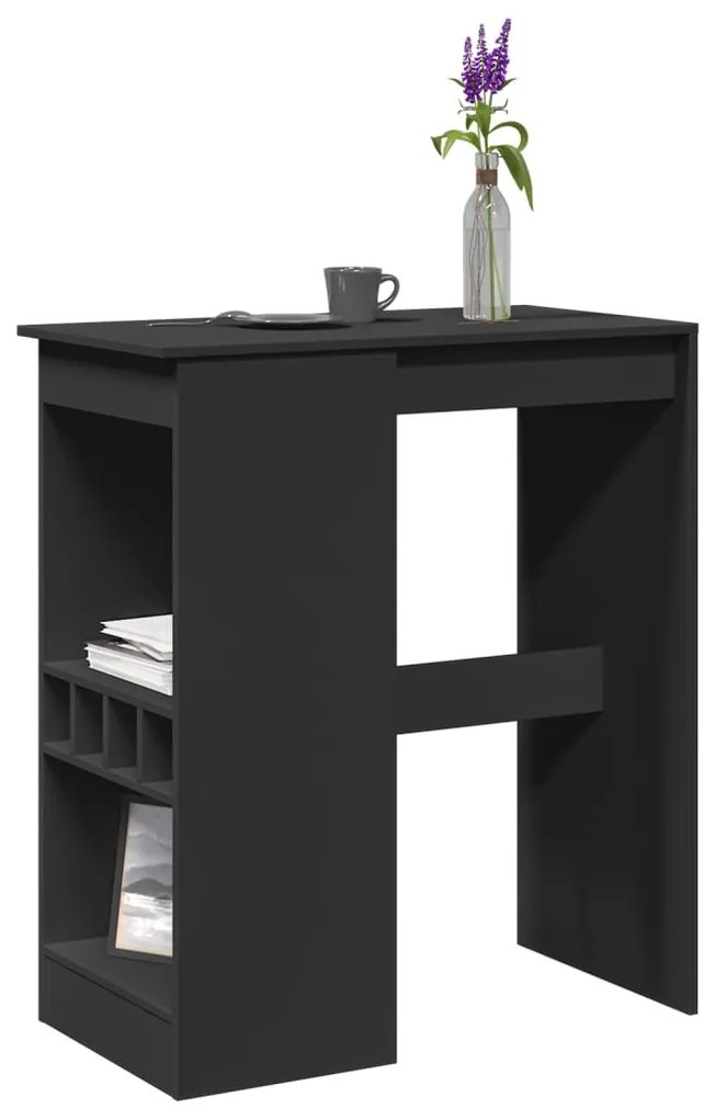 Tavolo Bar Con Rastrelliera Nero 90x47,5x103,5 Cm Multistrato /