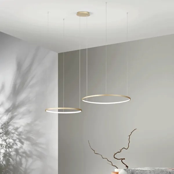 Lampada a sospensione a Led 160 cm SOEL 2 Luci in metallo verniciato ORO