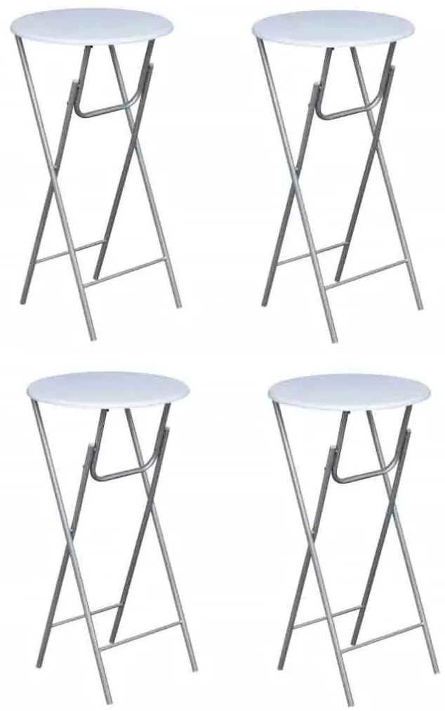 Tavoli Da Bar Set 4 Pz Con Ripiano İn Mdf Bianco /