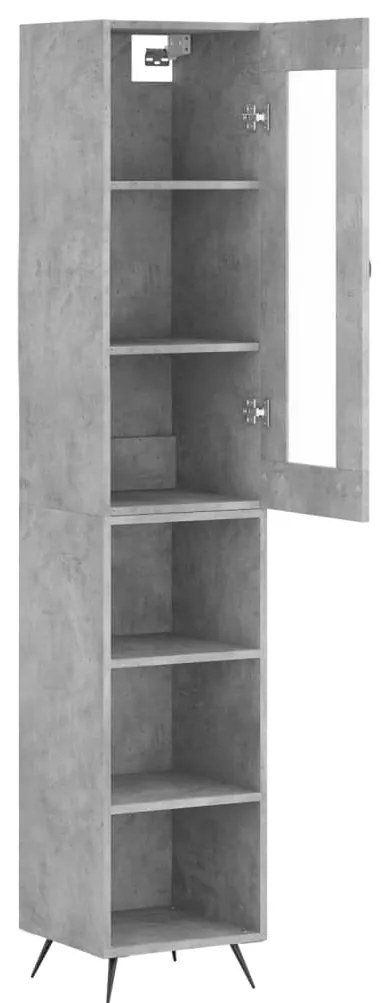 Credenza grigio cemento 34,5x34x180 cm in legno multistrato