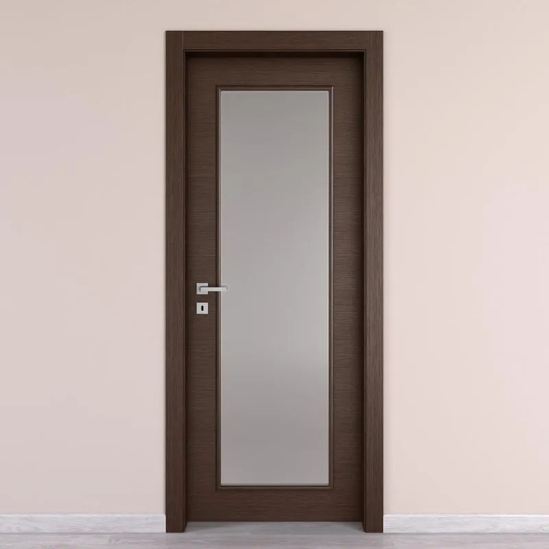 Porta battente Timber Vetro wengé L 70 x H 210 cm reversibile