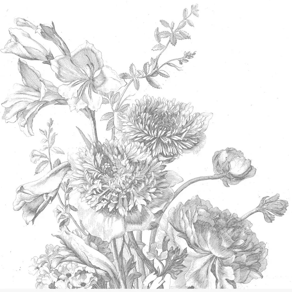 KEK Amsterdam Carta da parati panoramica Engraved Flowers 2 - L