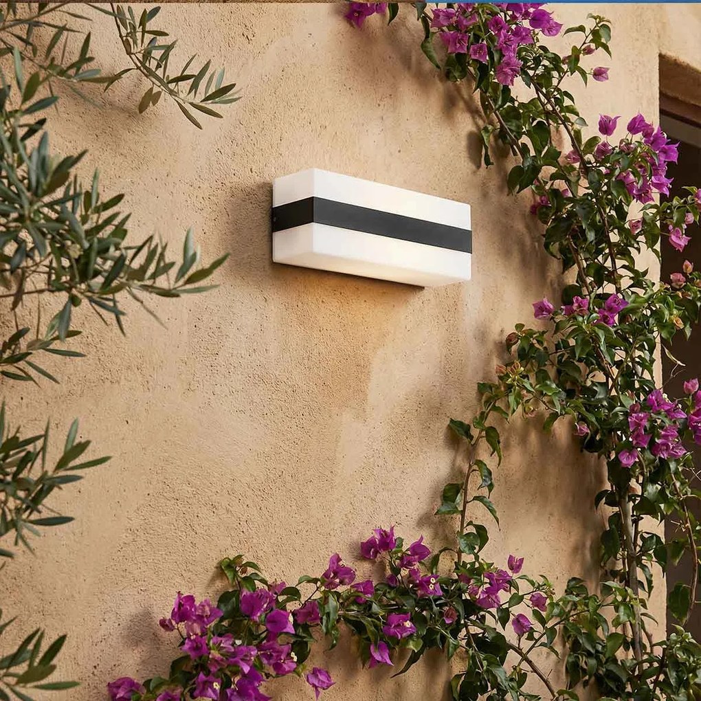 Applique 2xE27 per esterni a Luce Diffusa IP65 Nera - Serie Glow