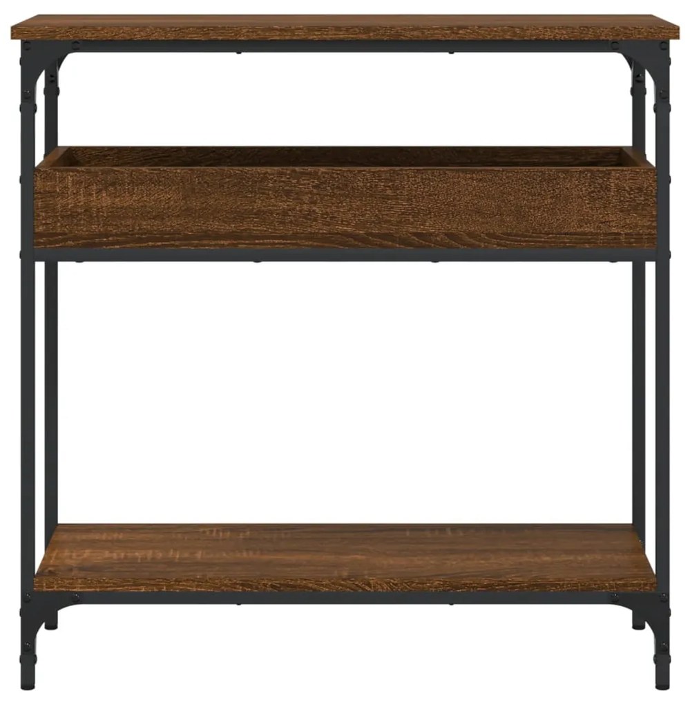 Tavolo consolle ripiano rovere marrone 75x29x75cm multistrato