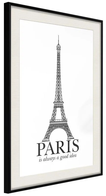 Poster  Eiffel Tower  Cornice Quadri Cornice nera con pass-partout, Larghezza x Altezza Home decor 20x30