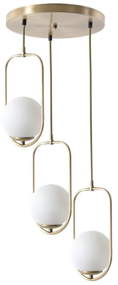 Lampadario bianco/dorato con paralume in vetro ø 30 cm Ahu – Opviq lights