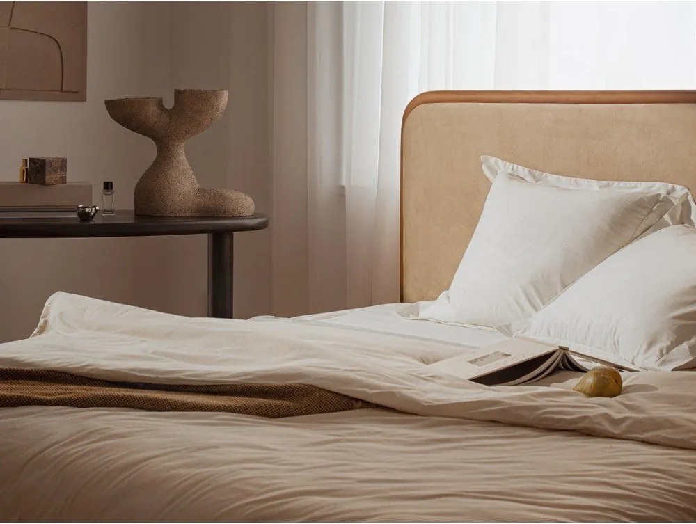 Letto matrimoniale imbottito greige con rete inclusa 180x200 cm Aveline – Micadoni