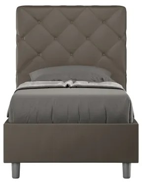 Letto senza rete imbottito 80x200 similpelle cappuccino Priya