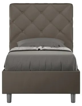 Letto singolo senza rete imbottito 80x200 similpelle cappuccino Priya