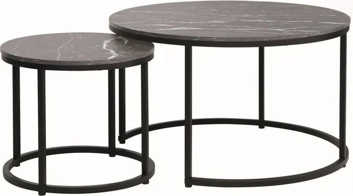 Set di Tavolini da caffè Dion effetto marmo nero/nero opaco
