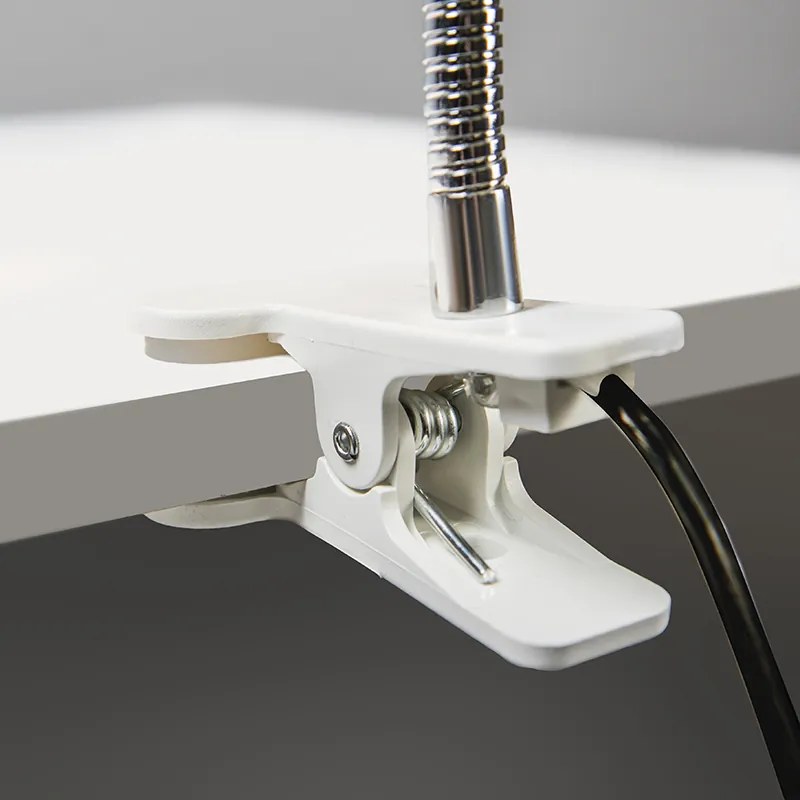 Faretto a morsetto di design bianco con braccio flessibile - Egg