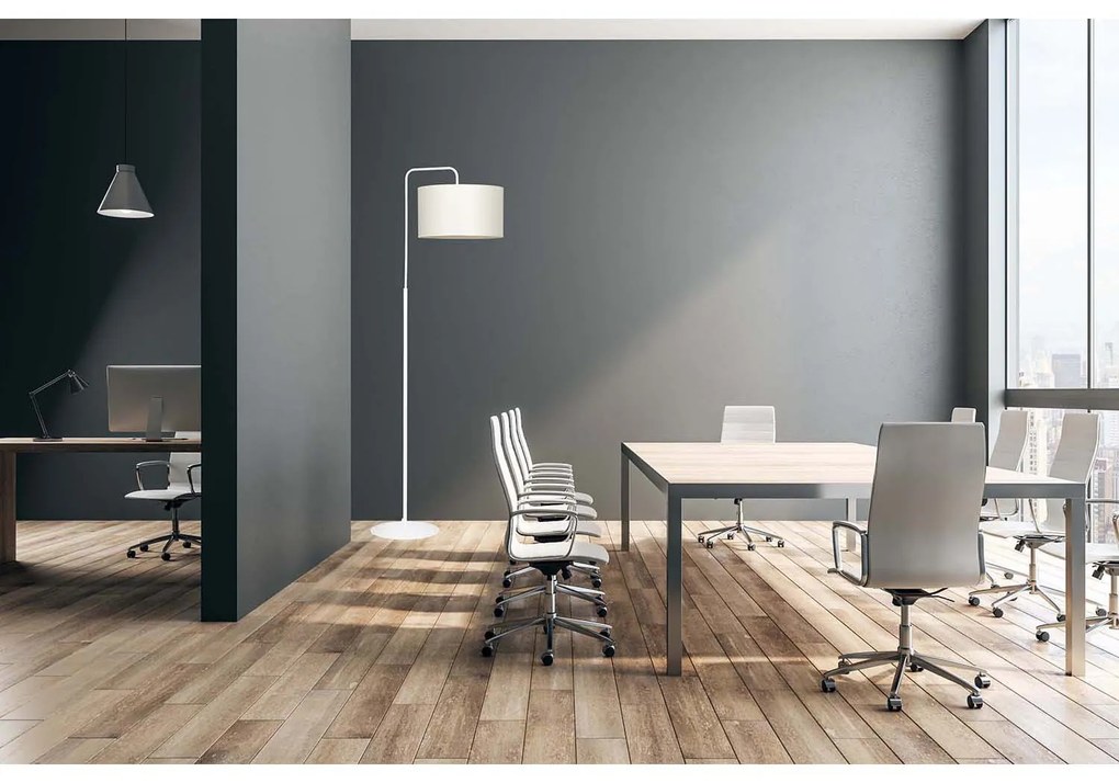 Piantana Contemporaneo Sigfrido Acciaio Bianco Ecru 1 Luce E27 Ip20