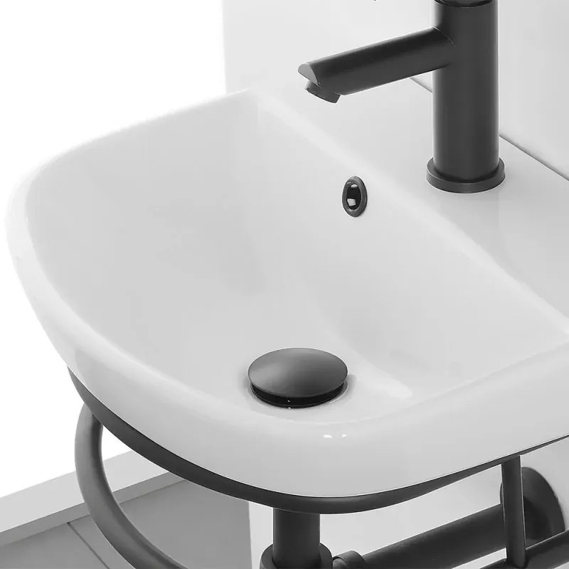 Mobile lavabo sospeso 45 cm salvaspazio in stile industrial Borg