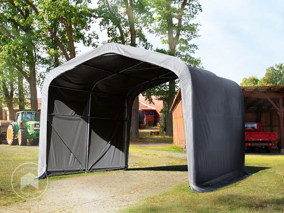TOOLPORT Tenda da pascolo 4x4m, grigio, Telo in PVC, fissaggio per terreno - (49904)