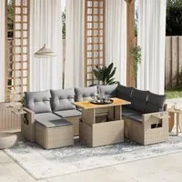 Set Divano da Giardino 8 pz con Cuscini Beige in Polyrattan 3275719