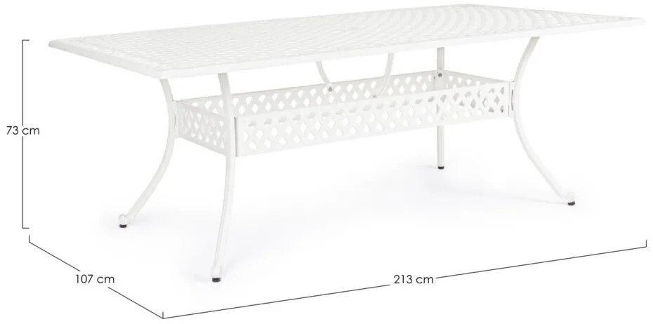 Tavolo rettangolare IVREA in alluminio bianco 213&#215;107 cm