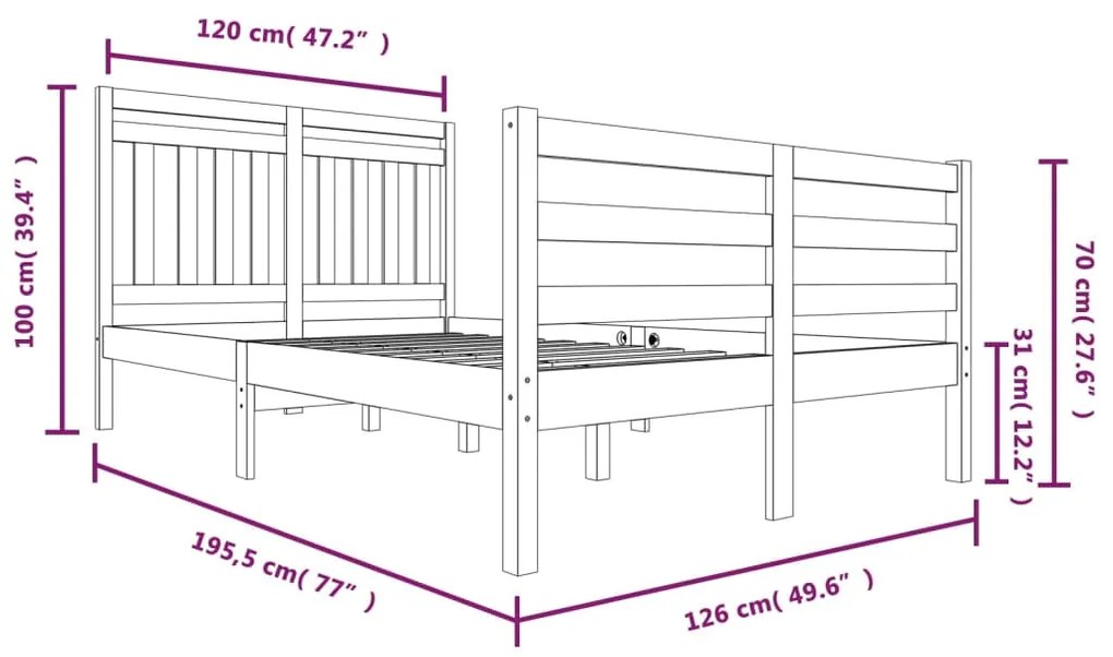 Giroletto Bianco 120x190 cm Small Double in Legno Massello