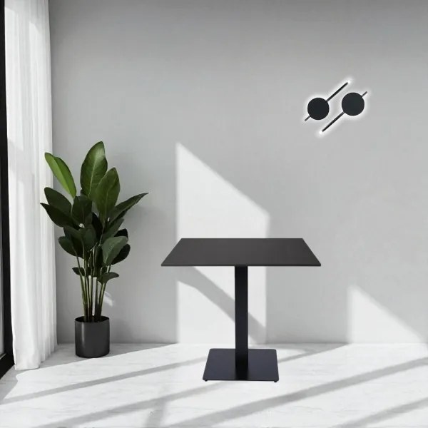 Tavolo bar pub ristorante quadrato 80x80 cm Top per esterno effetto marmo Nero H 75