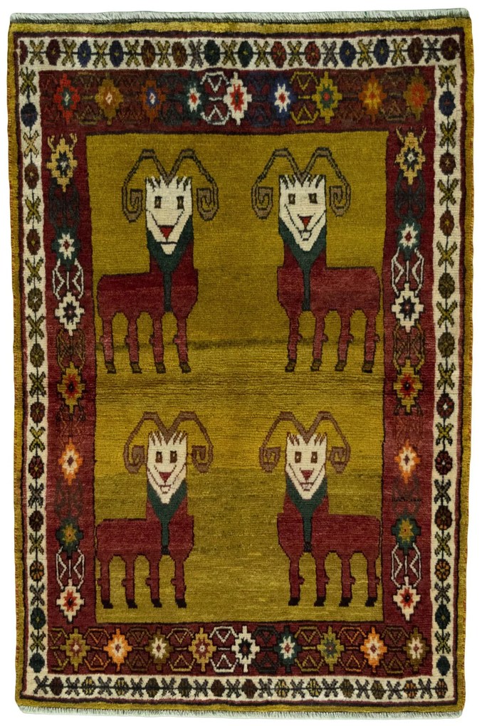 Gabbeh Tappeto persiano 100x150 Giallo (Iran) Annodato A Mano