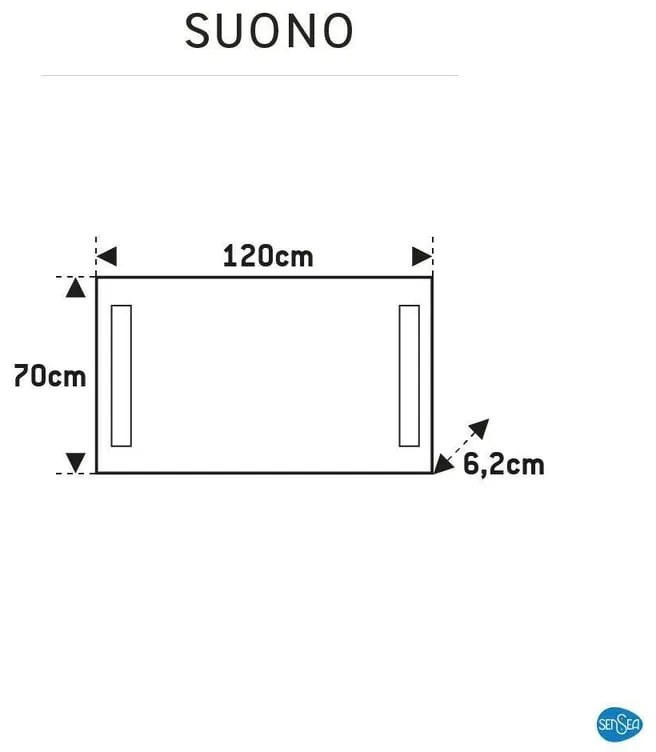 Specchio con illuminazione integrata bagno rettangolare SENSEA H 70 x P 6.2 cm grigio / argento