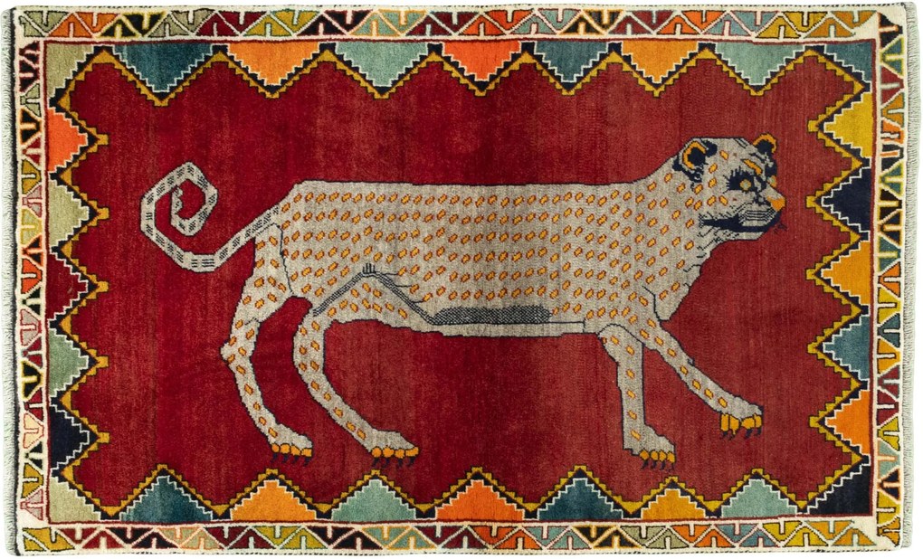 Gabbeh Tappeto 110x180 Rosso (Iran) Annodato A Mano