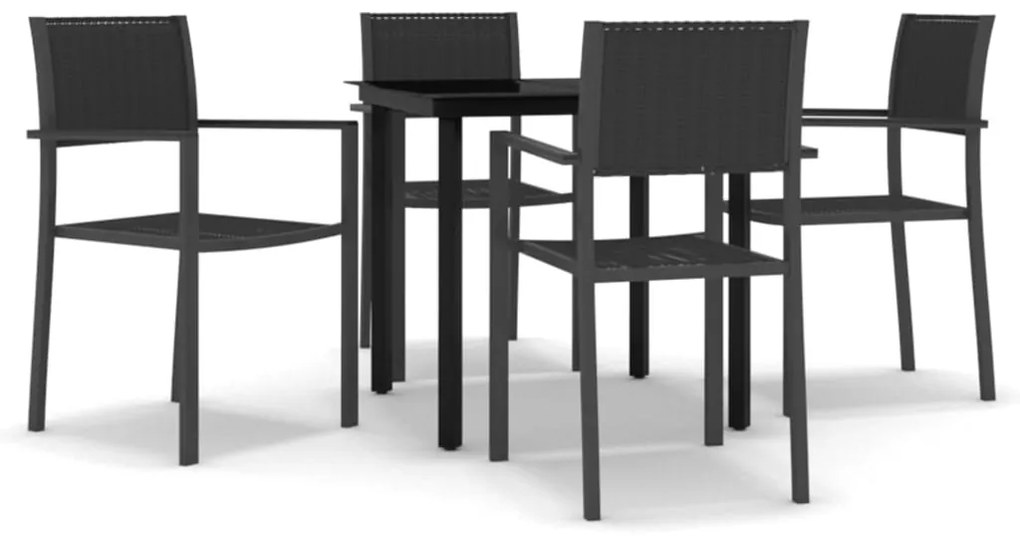 Set da pranzo da giardino 5 pz nero