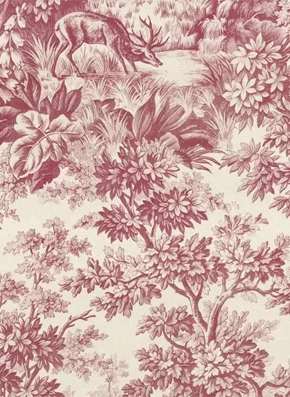 Little Greene Tapete Stag Toile - Burgundy