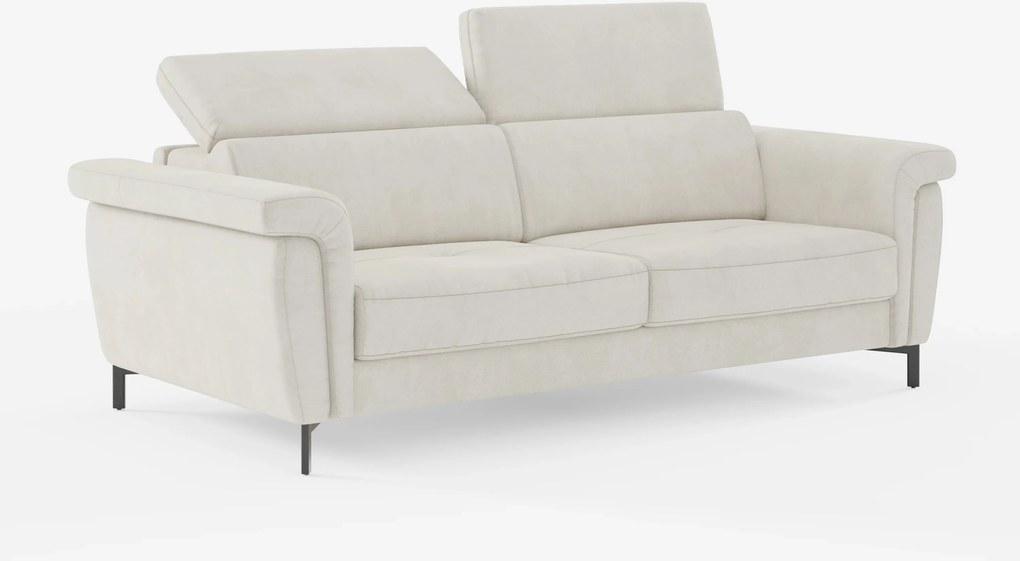 Capri divano letto di design con piedini alti - poggiatesta reclinabili in raffinato tessuto effetto velluto smacchiabile T30