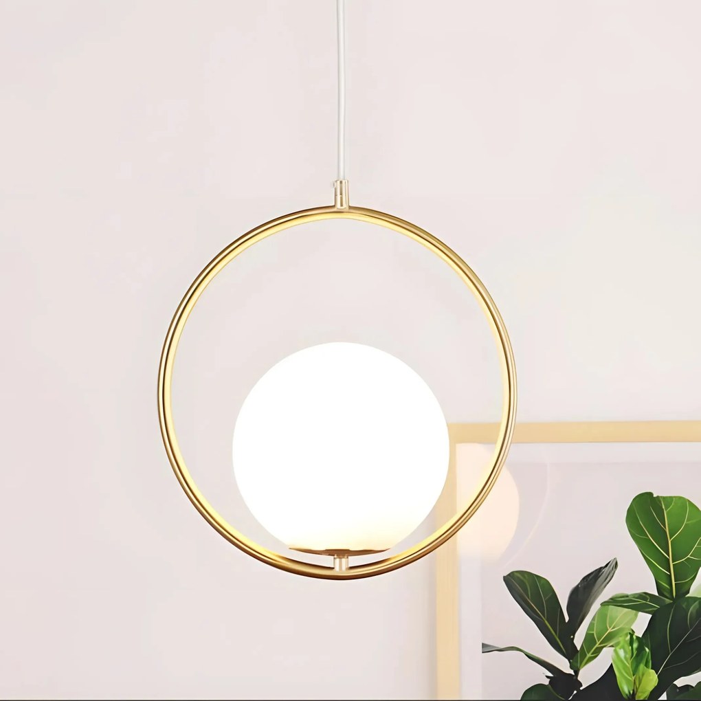 Lampada Da Soffitto Pensile Di Vetro Palla Oro Bianco Oro G109-1W Gold