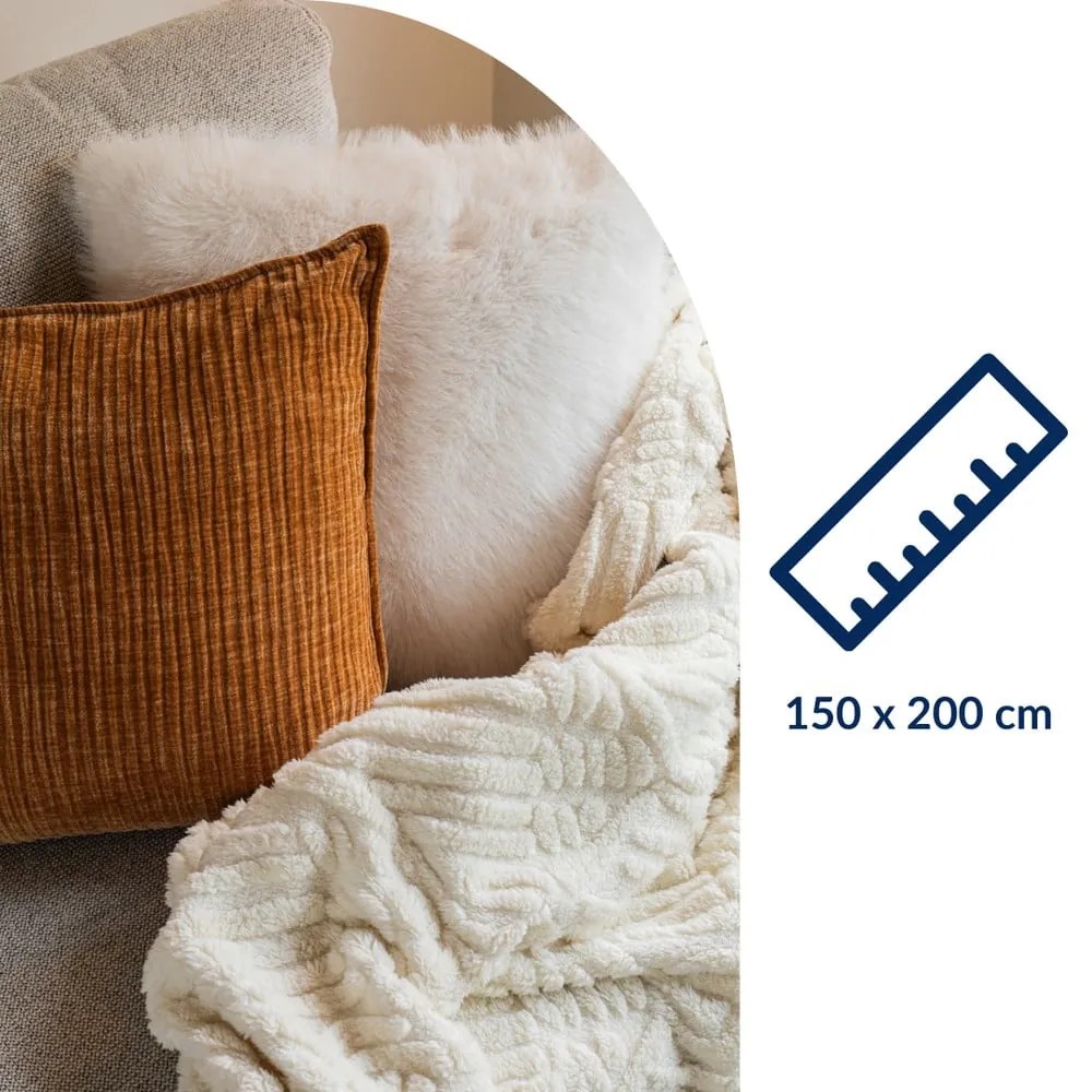 Coperta bianca/beige in micropile 150x200 cm Rena – Tiseco Home Studio