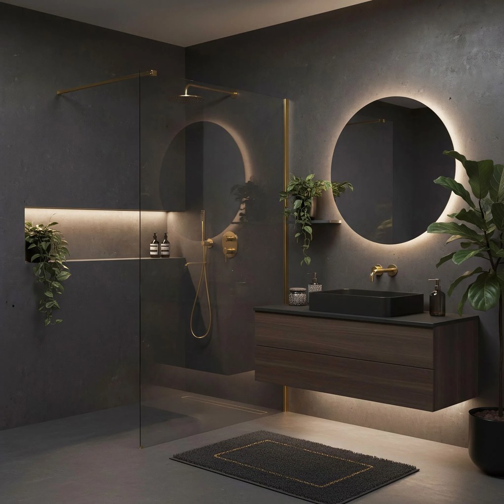 Parete doccia Rea Flexi Transparent / Brush Gold 140